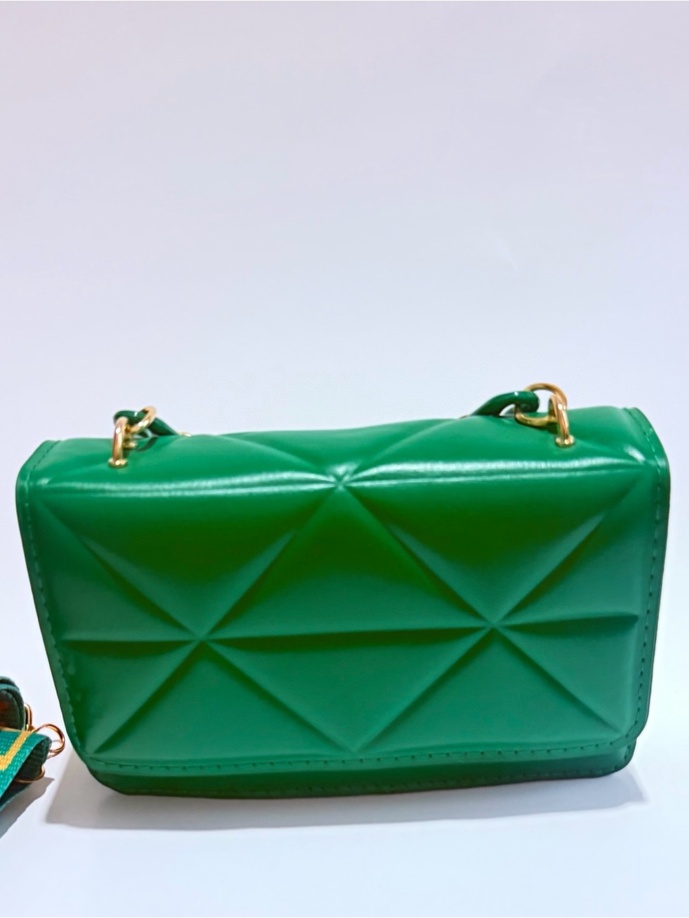 Green Quilted Chain Shoulder Bag - Unbranded
